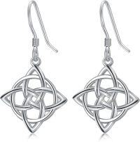 wholesale 925 Sterling Silver Celtic Knot Triangle Drop Earrings for Women Irish  Ideas-Celtic Earrings