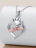 wholesale 925 Sterling Silver 2025 Graduation Heart Pendant Necklace with Diploma and Cap Charm for Women Daughter Granddaughter Friend Gifts-0-3