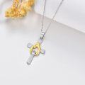 wholesale 925 Sterling Silver Heart Knot Cross Pendant Necklace with CZ Centerstone and Chain-0-2