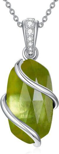 wholesale Sterling Silver Gemstone Dainty Pendant Necklace for Women Mom Gift-A-Peridot-August