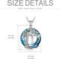 wholesale Sterling Silver Crystal Tree of Life Initial Necklace Mother s Day Gift - Rhodium Plated-0-119
