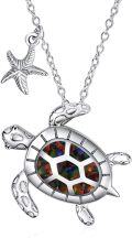 wholesale Sterling Silver Opal Abalone Turquoise Turtle Dolphin Conch Jellyfish Octopus Necklace-0-21