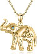 wholesale Gold 925 Sterling Silver Evil Eye Celtic Elephant Protection Charm Pendant Necklace-0-0