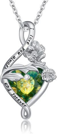 wholesale 925 Sterling Silver Birthstone Birth Flower Necklace Pendant Jewelry-August-Poppy