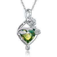 wholesale 925 Sterling Silver Heart Pendant Necklace Wholesale With Purple Gemstone-August-Poppy