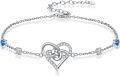 wholesale 925 Sterling Silver 925 Healing Crystal Heart Knot Blue Stone Bracelet - Gifts for Women & Moms-0-0