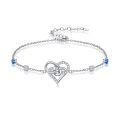 wholesale 925 Sterling Silver 925 Healing Crystal Heart Knot Blue Stone Bracelet - Gifts for Women & Moms-0-0
