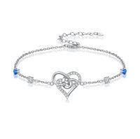 wholesale 925 Sterling Silver 925 Healing Crystal Heart Knot Blue Stone Bracelet - Gifts for Women & Moms-Celtic Heart