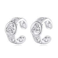 wholesale 925 Sterling Silver Celtic Knot Design Clip-On Cartilage Hoop Earrings - Unisex Fashionable Non-Pierced Studs-Celtic Knot