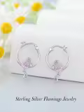 TOUPOP Sterling Silver Flamingos Hoop Earrings For Women-0-2