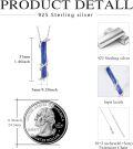 wholesale Sterling Silver Lapis Lazuli White Opal Vertical Bar Necklace - Exquisite Elegant Leaf Pendant Clavicle Chain, 18+2 Extender, Gift Ready-0-2