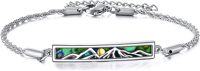 wholesale 925 Sterling Silver Abalone Shell Mountain Scene Bar Bracelet Pendant Necklace Set-Mountain