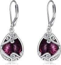 wholesale Sterling Silver Moonstone Leverback Teardrop Dangle Earrings for Women-J-Amethyst