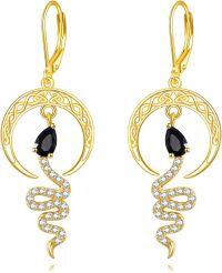 wholesale Gold 925 Sterling Silver Snake Moonstone Dangle Drop Earring Set for Women Gifts 23x48mm-Dangle