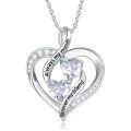 TOUPOP Sterling Silver Mother Daughter Necklace Heart Pendant Always My Mother Forever My Friend-0-0