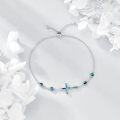 wholesale 925 Sterling Silver Green Shell Inlay Sideways Cross Adjustable Bolo Bracelet for Women Girls Religious s-0-2