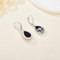 wholesale 925 Sterling Silver Butterfly & Flower Design Teardrop Black Onyx Leverback Earrings for Women Gifts-0-3