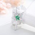 wholesale 925 Sterling Silver Green Enamel Starfish Birthstone Cross Pendant Necklace for Women Girls Birthday Gifts Jewelry Accessories 43mm Length Chain-0-4