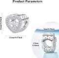 wholesale 925 Sterling Silver Heart Shape Sister Charm Bead with Cubic Zirconia for Bracelet Necklace DIY -0-5