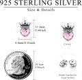 wholesale 925 Sterling Silver Pink Crystal Crown Heart Stud Earrings - Gifts for Daughters & Granddaughters-0-2