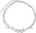 wholesale 925 Sterling Silver Double Chain Infinity Angel Wing Star Moon Anklet for Women-0-0