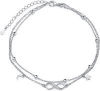 wholesale 925 Sterling Silver Double Chain Infinity Angel Wing Star Moon Anklet for Women-Infinity