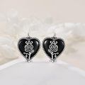 TOUPOP Sterling Silver Black Agate Butterfly Celtic Rose Leverback Dangle Earrings-0-1