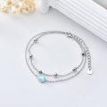 wholesale 925 Sterling Silver Teardrop Moonstone Beaded Chain Bracelet & Anklet Set for Women and Girls-0-3