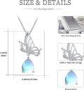 wholesale 925 Sterling Silver Blue Opal Teardrop Pendant Butterfly Necklace for Women Gifts for Her Valentines Day Christmas Jewelry-0-5