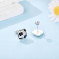 wholesale 925 Sterling Silver Black and White Football Stud Earrings for Sports Enthusiasts-0-1