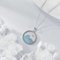 wholesale 925 Sterling Silver Mountain Turquoise Stone Round Pendant Necklaces for Women-0-1