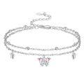wholesale 925 Sterling Silver Pink Butterfly Charm Bracelet Wholesale With Crystal Accents-0-0
