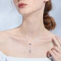 wholesale 925 Sterling Silver Evil Eye Hamsa Hand Lariat Necklace with Blue and White CZs Protection Amulet  for Women-0-4