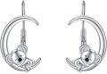 wholesale 925 Sterling Silver Koala on Crescent Moon Leverback Dangle Drop Hoop Earrings for Women Birthdays Anniversaries Christmas Gifts-0-0