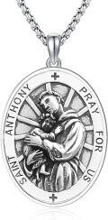 wholesale 925 Sterling Silver St Anthony Pray For Us Medal Necklace Pendant-0-0