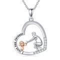 TOUPOP Sterling Silver Heart Pendant Mother Necklace-0-0