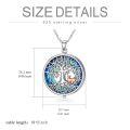 wholesale 925 Sterling Silver Blue Crystal Tree Of Life Fox & Deer Pendant Necklace for Women Girls Gifts-0-3