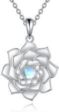 wholesale 925 Sterling Silver Lotus Flower Crystal Opal Pendant Necklace for Women-0-0