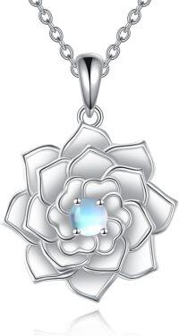 wholesale 925 Sterling Silver Lotus Flower Crystal Opal Pendant Necklace for Women-lotus B