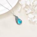 wholesale 925 Sterling Silver Teardrop Turquoise & Blue Crystal Peacock Pendant Necklace for Women's Gifts-0-3