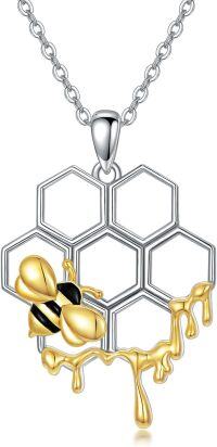 wholesale 925 Sterling Silver Honeycomb Bee Pendant Necklace-Bee