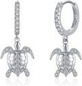 wholesale 925 Sterling Silver Turtle Shape CZ Huggie Hoop Earrings for Women Girls-0-0