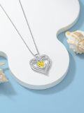 wholesale 925 Sterling Silver 12 Birthstone Double Heart Necklace for Women-0-4