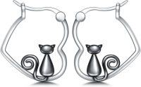 wholesale 925 Sterling Silver Black Cat Frog Huggie Hoop Earrings for Women-Cat