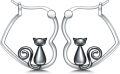 wholesale Frog/cat Hoop Earrings For Women S925 Sterling Silver Huggie Hoop Black Cat/frog Earrings Jewelry, Gifts For Women Daughter Girlfriend Anniversary Mothers Day -0-0