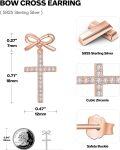 wholesale Rose Gold 925 Sterling Silver Bow and Cross Stud Earrings for Women - Faith  Ideas-0-2