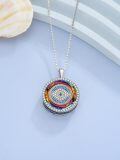 TOUPOP Sterling Silver Blue Crystal Evil Eye Necklace Protection Luck Pendant-0-3