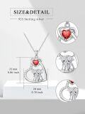 wholesale 925 Sterling Silver Red Garnet & White Cubic Zirconia Scottish Highland Cow Heart Necklace for Women Girls Gifts from Scotland-0-1