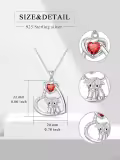 wholesale 925 Sterling Silver Red Garnet & White Cubic Zirconia Scottish Highland Cow Heart Necklaces Wholesale for Women Girls Gifts from Scotland-0-1