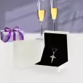 TOUPOP White Gold S925 Sterling Silver Alexandrite June Birthstone Cross Pendant Necklace-0-5